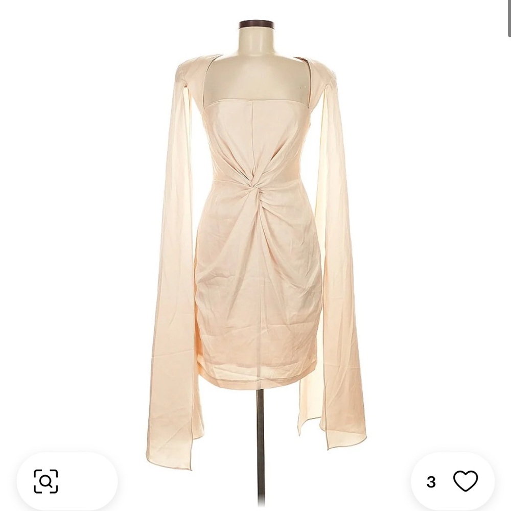 Elegant Cream Dress with Draped Sleeves